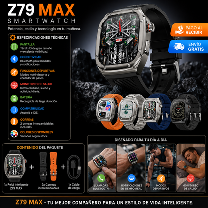 Reloj Inteligente Z79 MAX con 2 Correas – Estilo Versátil y Tecnología en tu Muñeca