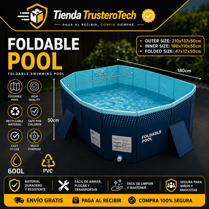 Piscina portátil FOLDABLE POOL, capacidad de 600 litros, tamaño M