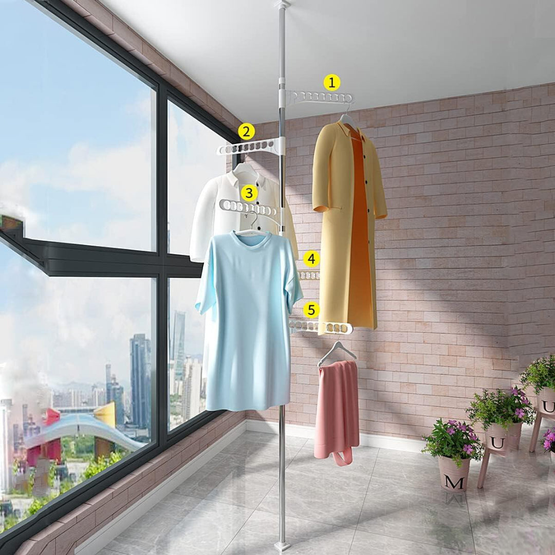 Perchero extensible, diseño telescópico de suelo a techo 360,