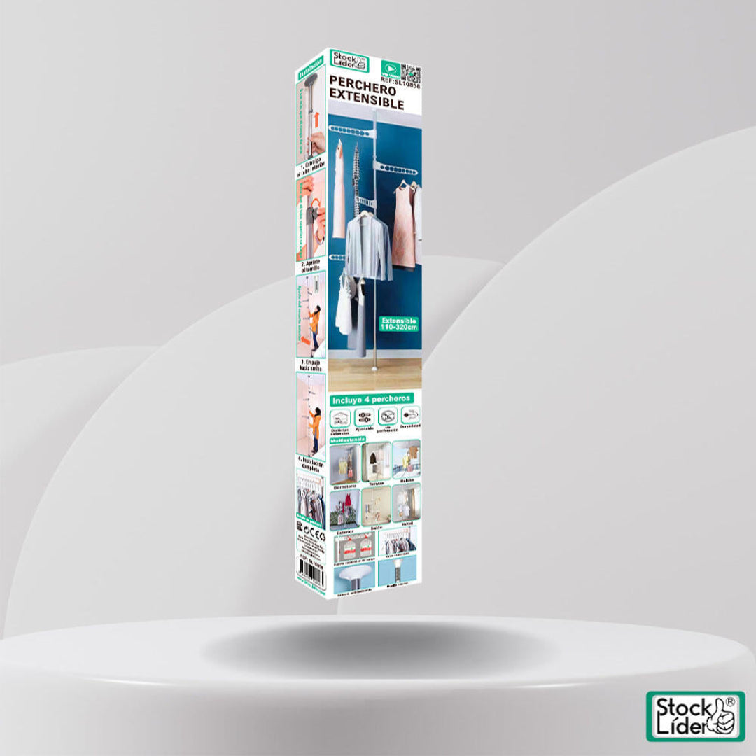 Perchero extensible, diseño telescópico de suelo a techo 360,