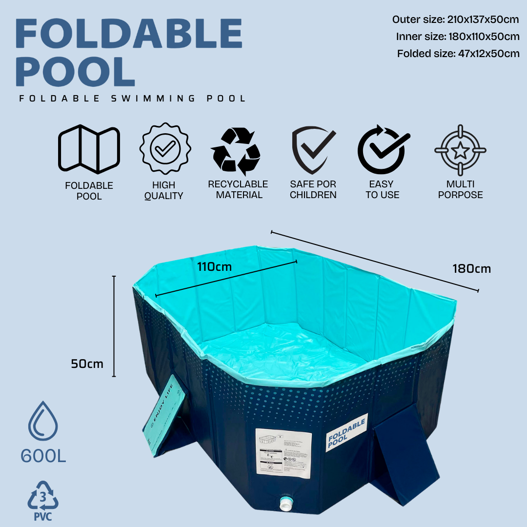 Piscina portátil FOLDABLE POOL, capacidad de 600 litros, tamaño M