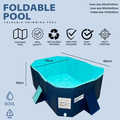 Piscina portátil FOLDABLE POOL, capacidad de 600 litros, tamaño M